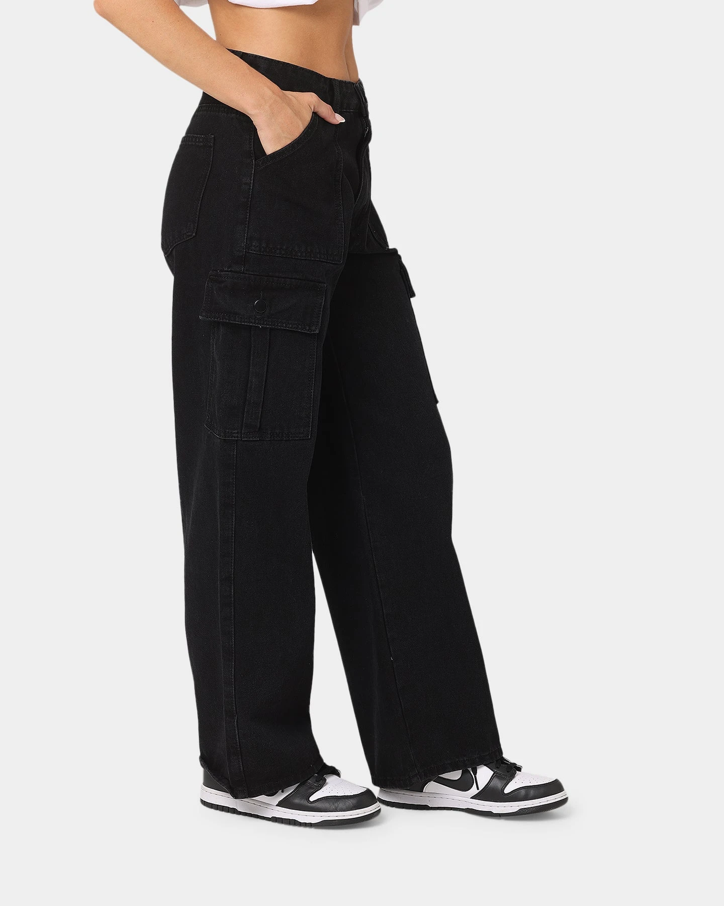 XXIII Women's Poppy Wide Leg Cargo Pants Washed Black 7 XXIII Women's Poppy Wide Leg Cargo Pants Washed Black - Image 5