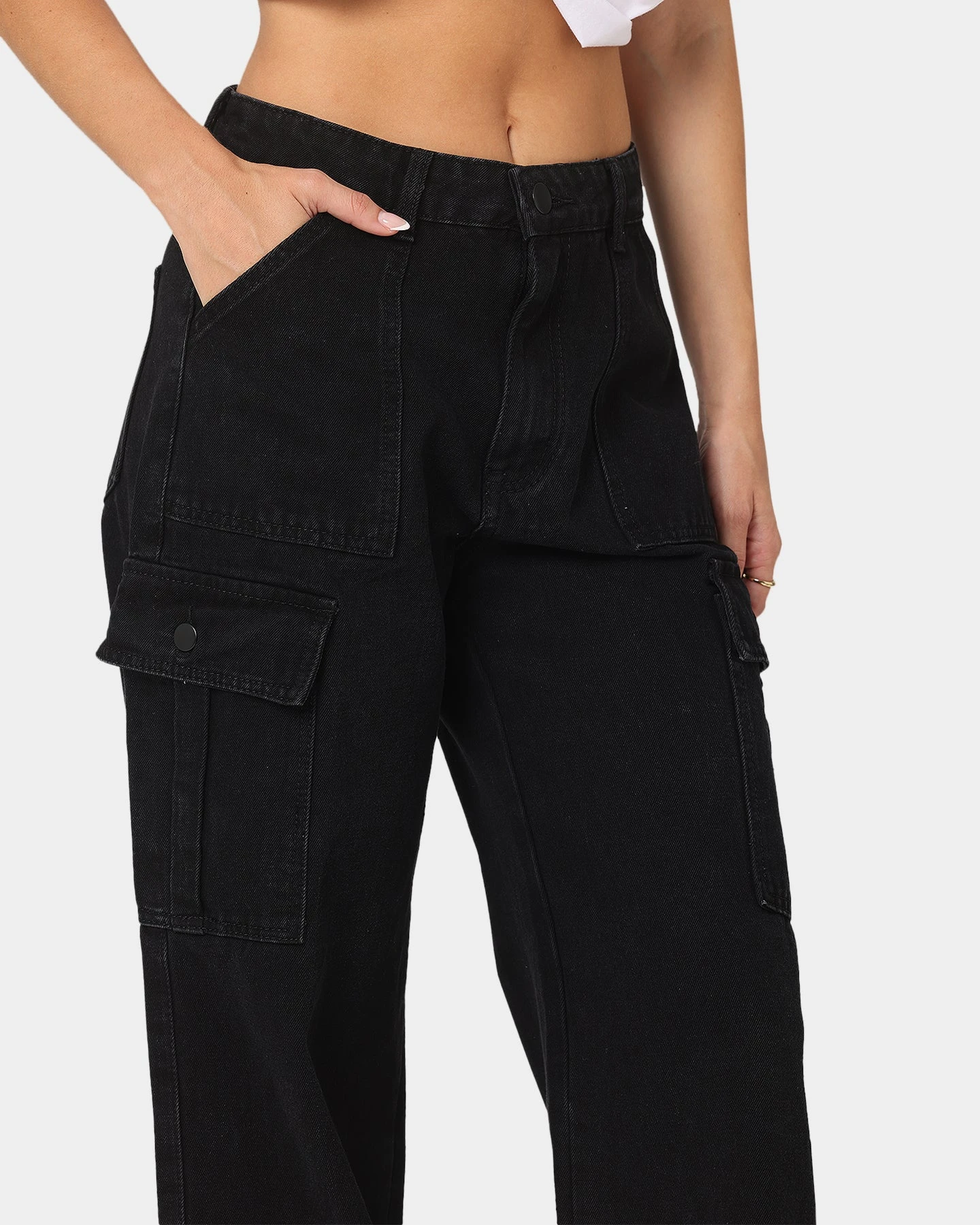 XXIII Women's Poppy Wide Leg Cargo Pants Washed Black 9 XXIII Women's Poppy Wide Leg Cargo Pants Washed Black - Image 7