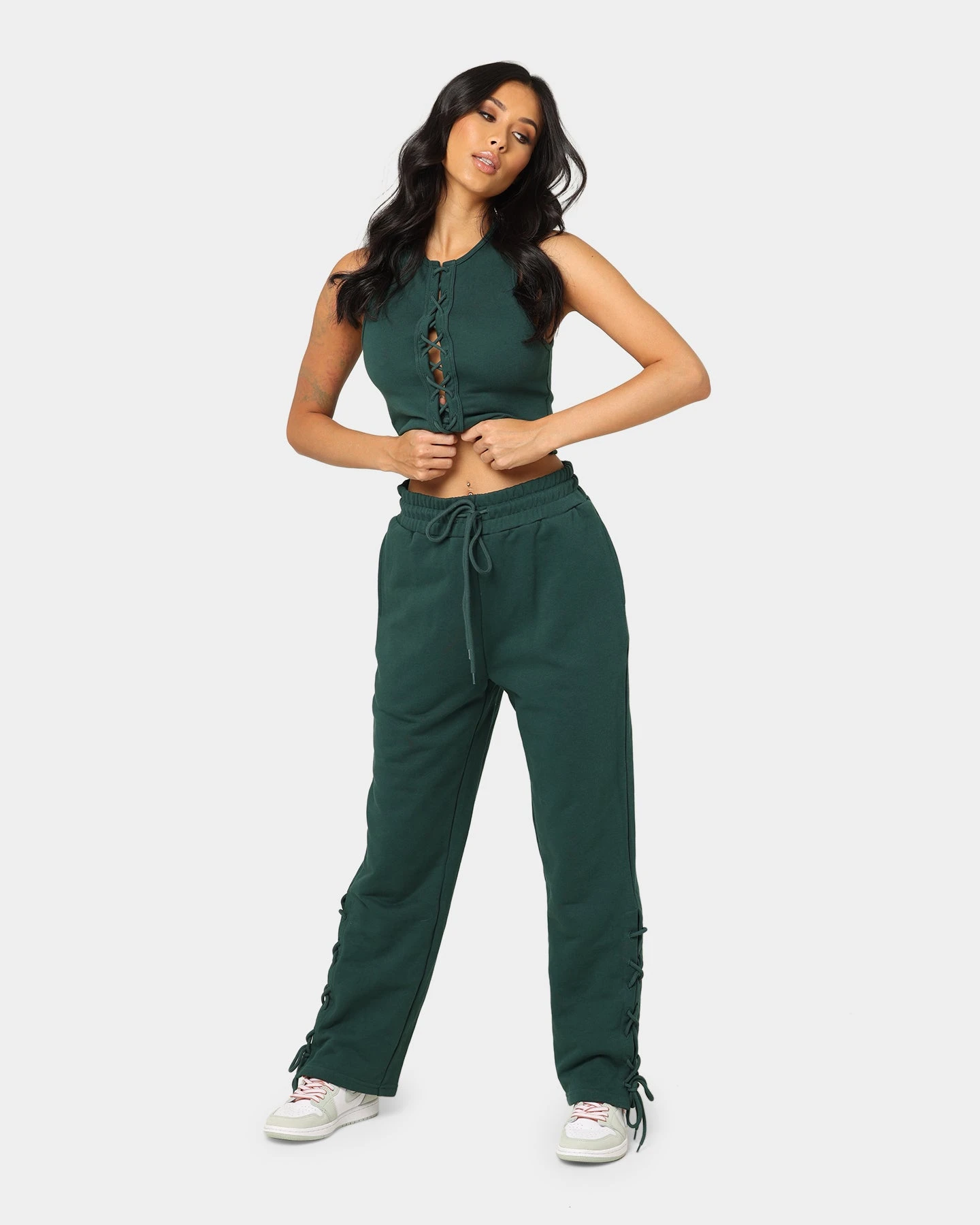EN ES Women's Mason Lace Up Track Pants Deep Teal 4 EN ES Women's Mason Lace Up Track Pants Deep Teal - Image 2