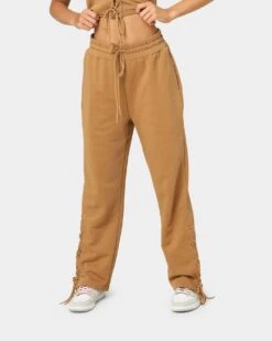 EN ES Women's Mason Lace Up Track Pants Tan