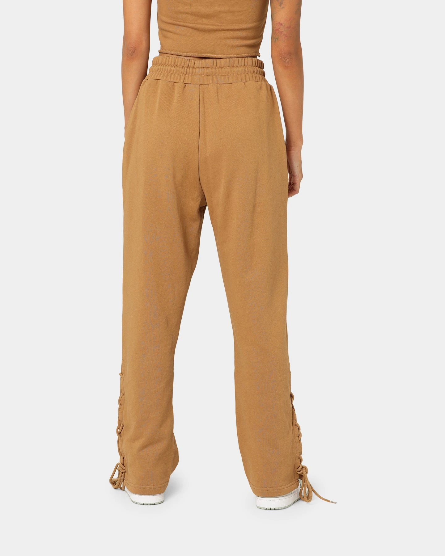 EN ES Women's Mason Lace Up Track Pants Tan 6 EN ES Women's Mason Lace Up Track Pants Tan - Image 4