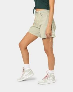 EN ES Women's Lace Me Up Denim Shorts Aloe Wash -Sportswear Women Store 03009269 YA145 womens 0060
