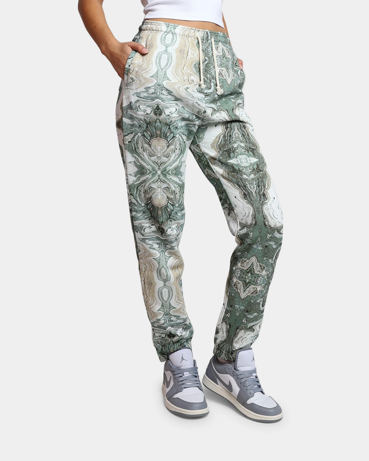 HUF Women's Swirl Fleece Pants Olive 5 HUF Women's Swirl Fleece Pants Olive - Image 3