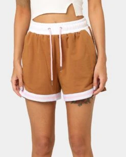 EN ES Women's Zenni Terry Shorts Tan/Stripe -Sportswear Women Store 03009400 YT027 womens 0030
