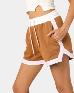 EN ES Women's Zenni Terry Shorts Tan/Stripe -Sportswear Women Store 03009400 YT027 womens 0070