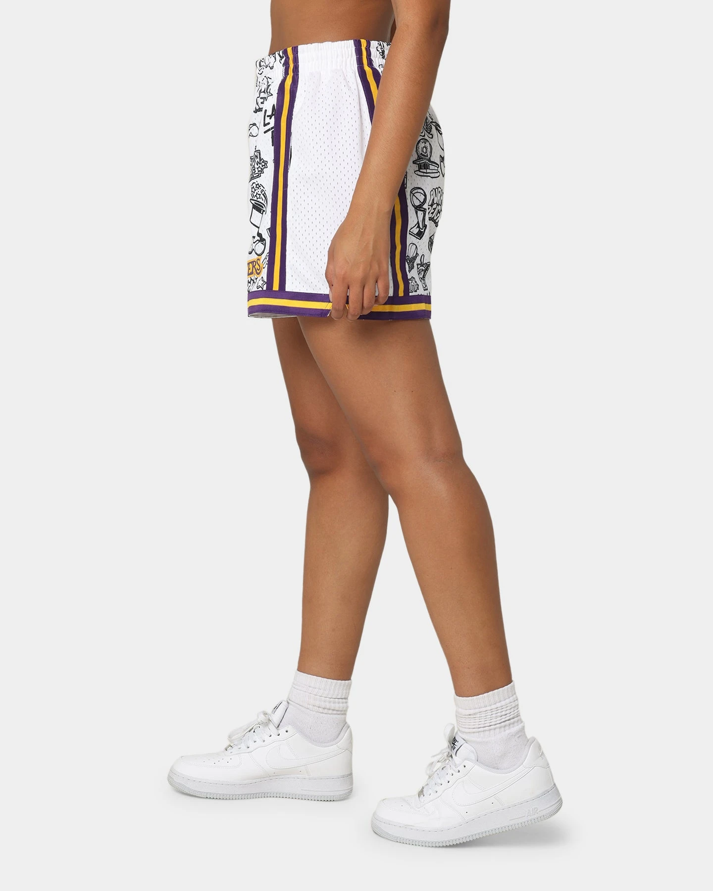 Mitchell & Ness Women's Los Angeles Lakers Doodle Shorts Black/White 8 Mitchell & Ness Women's Los Angeles Lakers Doodle Shorts Black/White - Image 6