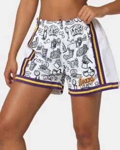 Mitchell & Ness Women's Los Angeles Lakers Doodle Shorts Black/White 16 Mitchell & Ness Women's Los Angeles Lakers Doodle Shorts Black/White -Sportswear Women Store 03009580 YB012 womens 0070