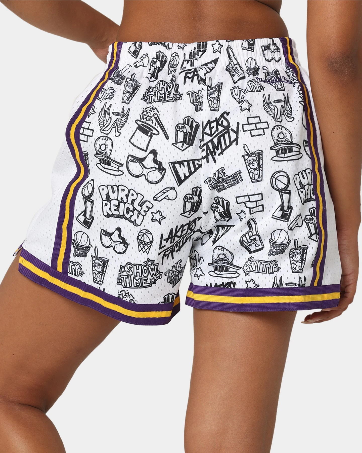 Mitchell & Ness Women's Los Angeles Lakers Doodle Shorts Black/White 10 Mitchell & Ness Women's Los Angeles Lakers Doodle Shorts Black/White - Image 8