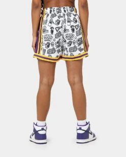 Mitchell & Ness Women's Los Angeles Lakers Doodle Shorts White -Sportswear Women Store 03009580 YW100 womens 0040
