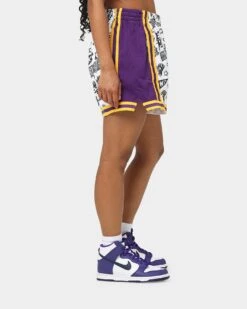 Mitchell & Ness Women's Los Angeles Lakers Doodle Shorts White -Sportswear Women Store 03009580 YW100 womens 0050