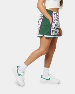 Mitchell & Ness Women's Milwaukee Bucks Doodle Shorts White -Sportswear Women Store 03009581 YW100 womens 0030