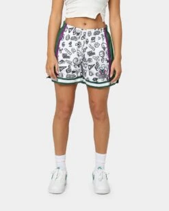 Mitchell & Ness Women's Milwaukee Bucks Doodle Shorts White -Sportswear Women Store 03009581 YW100 womens 0050