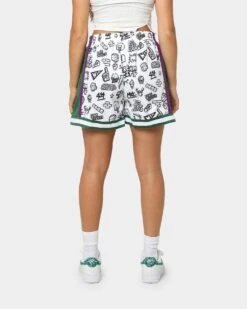 Mitchell & Ness Women's Milwaukee Bucks Doodle Shorts White -Sportswear Women Store 03009581 YW100 womens 0060
