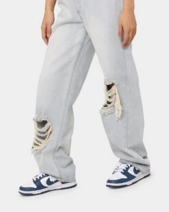 MNML Women's Baggy Distressed Jeans Vintage Blue -Sportswear Women Store 03010299 YX561 womens 0040