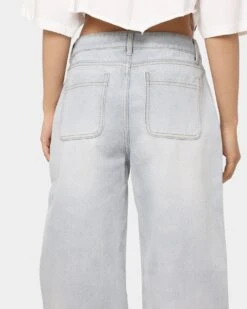 MNML Women's Baggy Distressed Jeans Vintage Blue -Sportswear Women Store 03010299 YX561 womens 0080