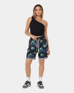 Goat Crew X Rick And Morty Space Skull Shorts Black/Multi-Coloured -Sportswear Women Store 03010509 YB453 womens 0020