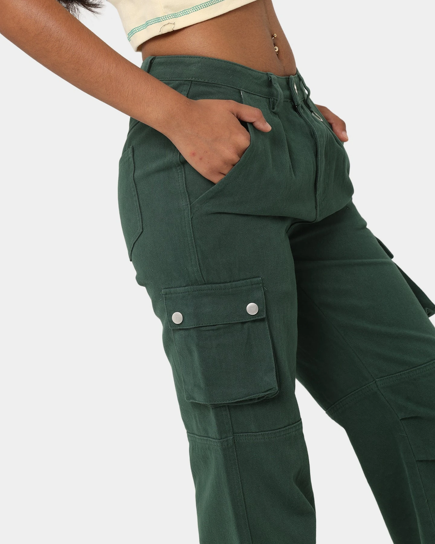 MNML Chloe Mid Rise Cargo Jeans Green 5 MNML Chloe Mid Rise Cargo Jeans Green - Image 3
