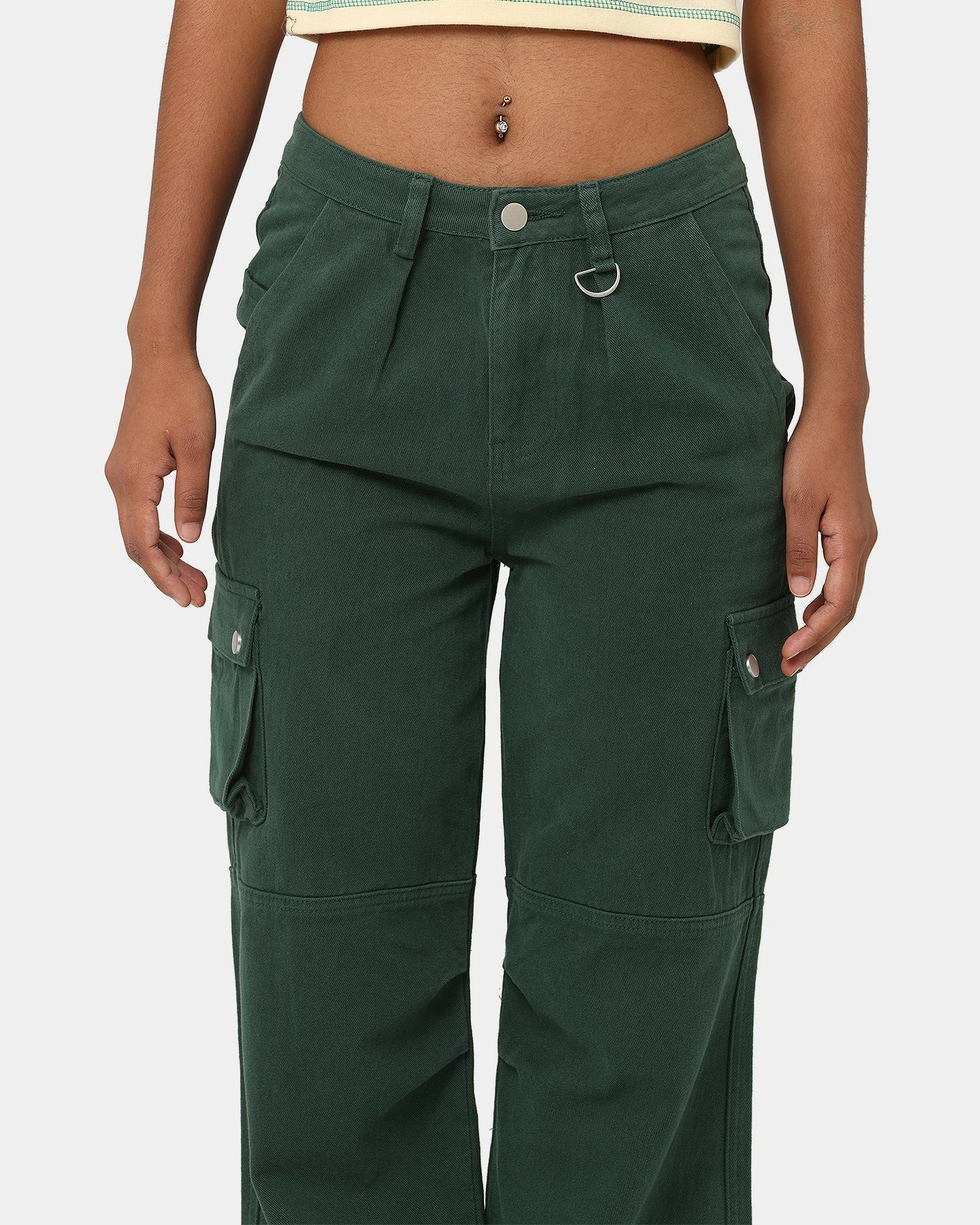 MNML Chloe Mid Rise Cargo Jeans Green 9 MNML Chloe Mid Rise Cargo Jeans Green - Image 7