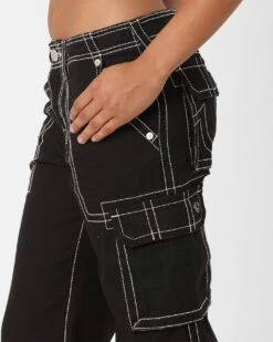 True Religion Women's Big T Cargo Pants Coal -Sportswear Women Store 03010924 YC507 womens 0040