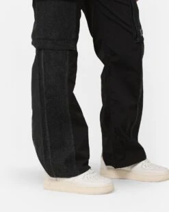 X-Girl Women's Denim Mixed Pants Black -Sportswear Women Store 03011031 YB001 womens 040