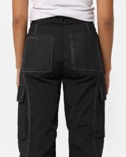 X-Girl Women's Denim Mixed Pants Black -Sportswear Women Store 03011031 YB001 womens 080