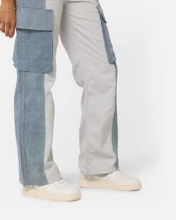 X-Girl Women's Denim Mixed Pants Light Grey -Sportswear Women Store 03011031 YL210 womens 030