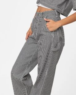 X-Girl Women's Peels Painter Pants Black/White -Sportswear Women Store 03011142 YN200 womens 00120