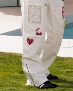 Loiter Patchwork Double Knee Pants Off White -Sportswear Women Store 03011408 YO007 womens 0030