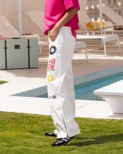 Loiter Patchwork Double Knee Pants Off White -Sportswear Women Store 03011408 YO007 womens 0060