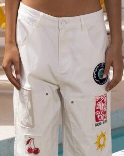 Loiter Patchwork Double Knee Pants Off White -Sportswear Women Store 03011408 YO007 womens 0070