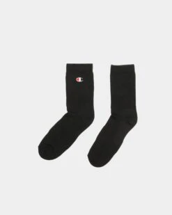 Champion 3 Pack C Logo Crew Socks Black -Sportswear Women Store 06008261 YB001 default 00040