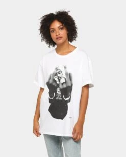 TUPAC Finger Short-Sleeve T-Shirt White 16 TUPAC Finger Short-Sleeve T-Shirt White -Sportswear Women Store 08000433 YW100 womens 0000026