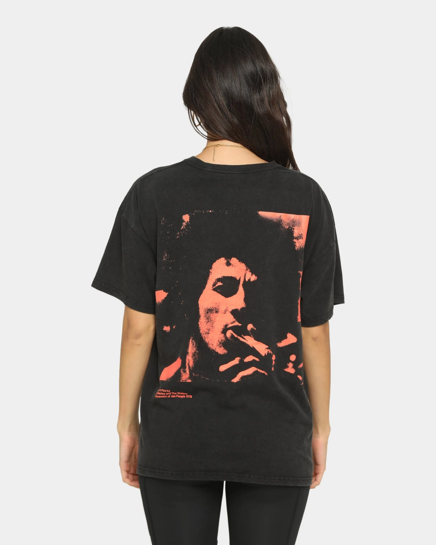 BOB MARLEY Catch A Fire T-Shirt Washed Black 3 BOB MARLEY Catch A Fire T-Shirt Washed Black