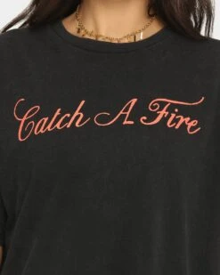 BOB MARLEY Catch A Fire T-Shirt Washed Black 12 BOB MARLEY Catch A Fire T-Shirt Washed Black -Sportswear Women Store 08000559 YW607 womens 0040