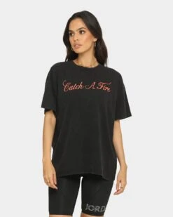 BOB MARLEY Catch A Fire T-Shirt Washed Black 16 BOB MARLEY Catch A Fire T-Shirt Washed Black -Sportswear Women Store 08000559 YW607 womens 0080