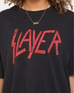 Slayer Classic Logo Vintage T-Shirt Black Wash -Sportswear Women Store 08000644 YB295 womens 0040