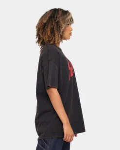 Slayer Classic Logo Vintage T-Shirt Black Wash -Sportswear Women Store 08000644 YB295 womens 0060