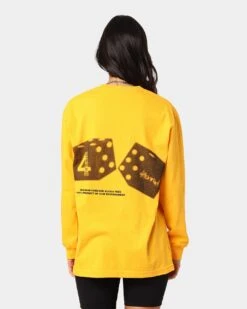 4HUNNID Roll The Dice Long Sleeve T-Shirt Mustard -Sportswear Women Store 08000654 YM017 womens 0060