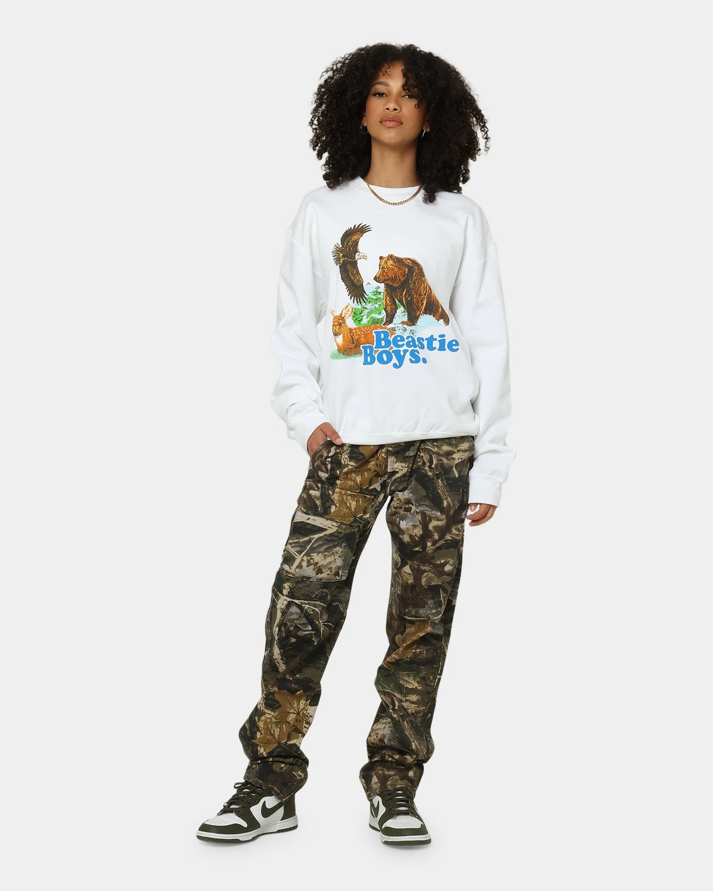 Beastie Boys Forest Animal Crewneck White 4 Beastie Boys Forest Animal Crewneck White - Image 2