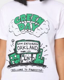 Green Day Welcome To Paradise T-Shirt White -Sportswear Women Store 08000856 YW100 womens 0030