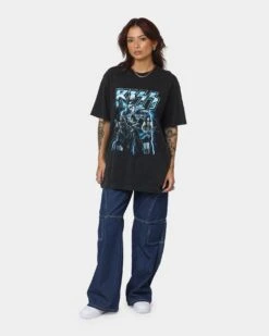 Kiss Lightning Bolt T-Shirt Black Wash -Sportswear Women Store 08000950 YB295 womens 0020