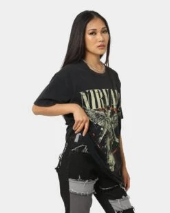 Nirvana In Utero Distressed Circle T-Shirt Black Wash -Sportswear Women Store 08000957 YB295 womens 0050
