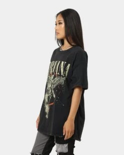 Nirvana In Utero Distressed Circle T-Shirt Black Wash -Sportswear Women Store 08000957 YB295 womens 0060