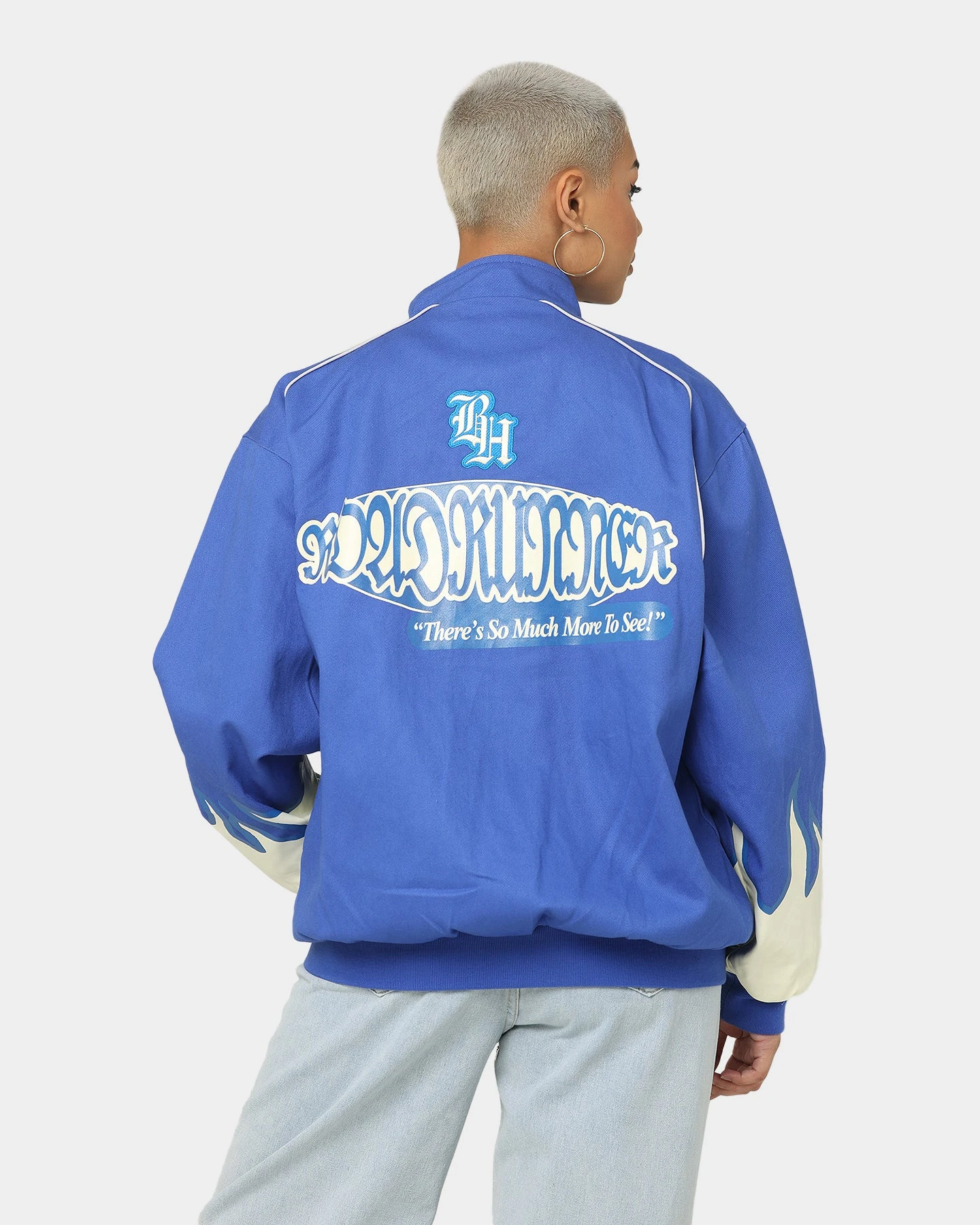 Brockhampton Flame Racing Jacket Royal Blue 9 Brockhampton Flame Racing Jacket Royal Blue - Image 7