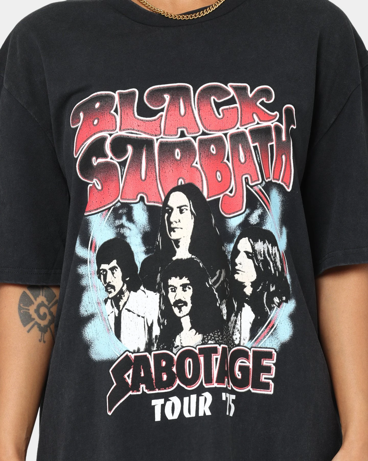 Black Sabbath Sabotage Tour '75 T-Shirt Washed Black 5 Black Sabbath Sabotage Tour '75 T-Shirt Washed Black - Image 3