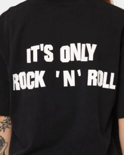 The Rolling Stones Watercolour Tongue Vintage T-Shirt Washed Black -Sportswear Women Store 08001055 YW607 womens 0050