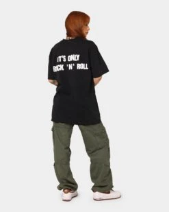 The Rolling Stones Watercolour Tongue Vintage T-Shirt Washed Black -Sportswear Women Store 08001055 YW607 womens 0080