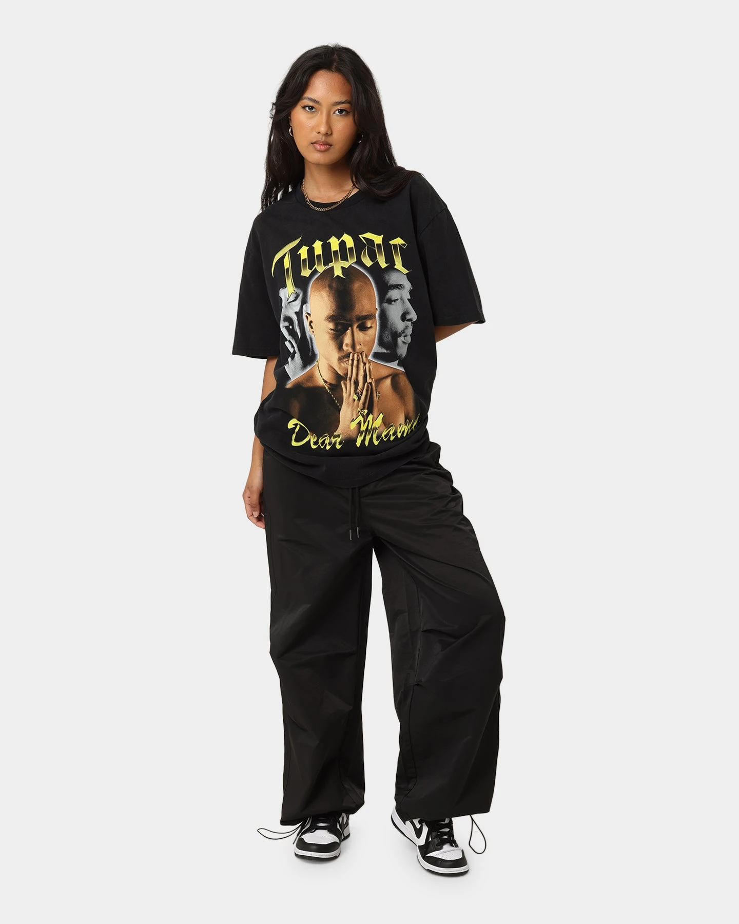 Tupac Dear Mama Gold Collage Vintage T-Shirt Washed Black 4 Tupac Dear Mama Gold Collage Vintage T-Shirt Washed Black - Image 2