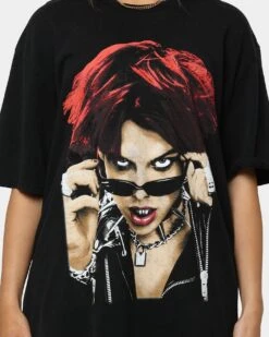 YUNGBLUD Life On Mars Tour Vintage T-Shirt Washed Black -Sportswear Women Store 08001124 YW607 womens 0040