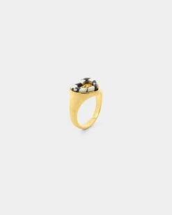 Raising Hell Checkered Heart Ring Gold/Black -Sportswear Women Store 09000310 YG201 default 0030